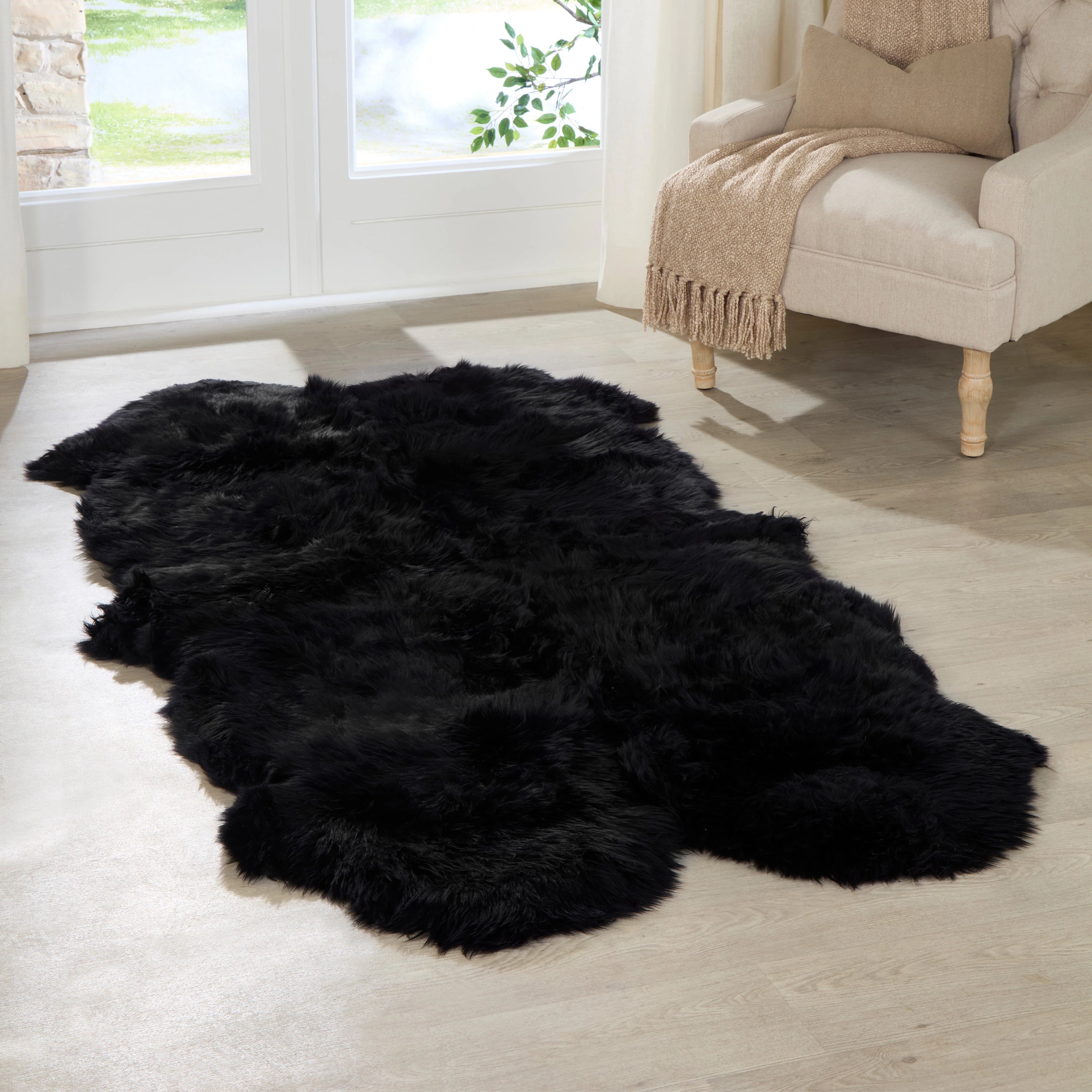 Quad Black Sheepskin Rug